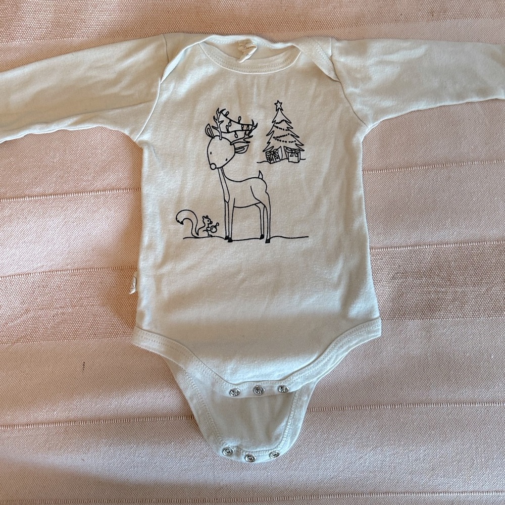 Tenth and Pine Christmas organic cotton onesie.